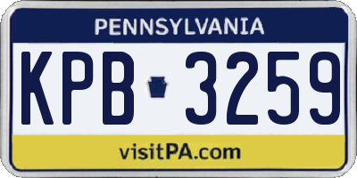PA license plate KPB3259