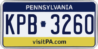 PA license plate KPB3260