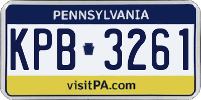 PA license plate KPB3261