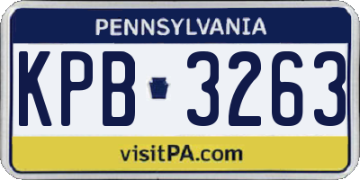 PA license plate KPB3263