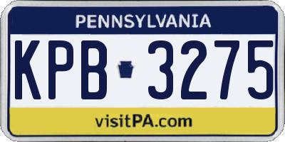 PA license plate KPB3275