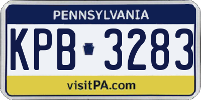 PA license plate KPB3283