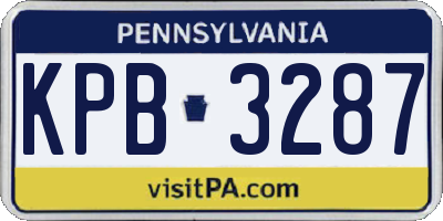PA license plate KPB3287