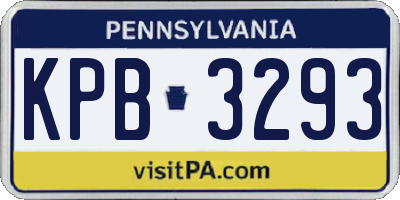 PA license plate KPB3293