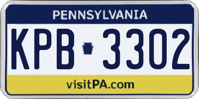 PA license plate KPB3302