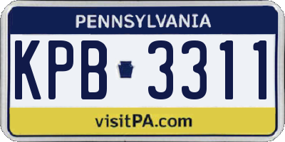 PA license plate KPB3311
