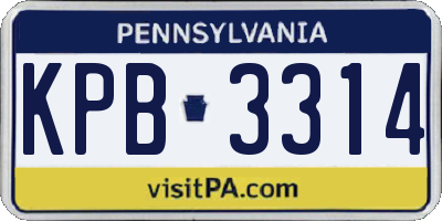 PA license plate KPB3314