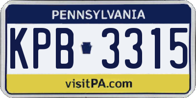 PA license plate KPB3315
