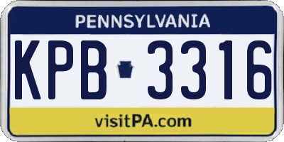 PA license plate KPB3316
