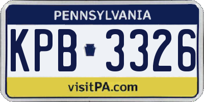 PA license plate KPB3326