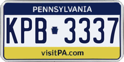 PA license plate KPB3337