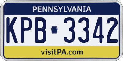 PA license plate KPB3342