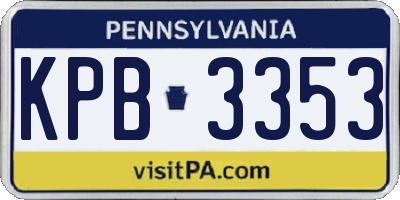 PA license plate KPB3353