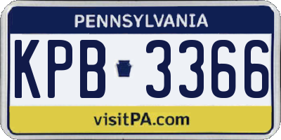 PA license plate KPB3366