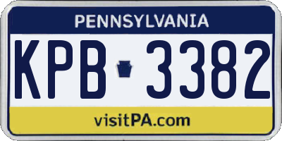 PA license plate KPB3382