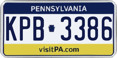 PA license plate KPB3386