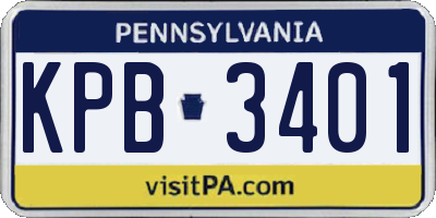 PA license plate KPB3401