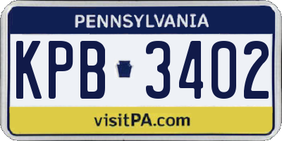 PA license plate KPB3402
