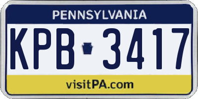 PA license plate KPB3417