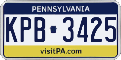 PA license plate KPB3425