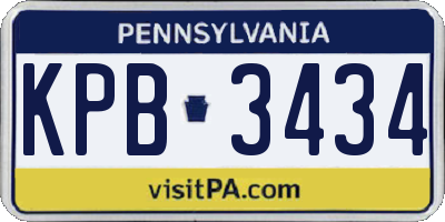PA license plate KPB3434