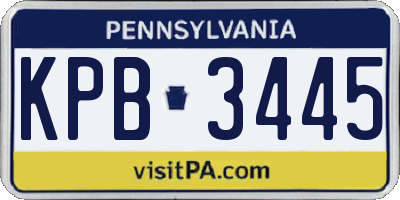 PA license plate KPB3445