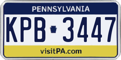 PA license plate KPB3447