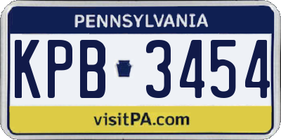 PA license plate KPB3454