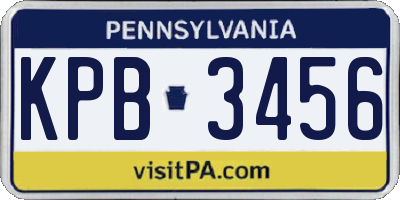 PA license plate KPB3456
