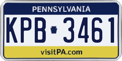 PA license plate KPB3461