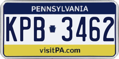 PA license plate KPB3462