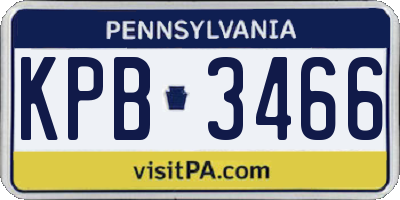 PA license plate KPB3466