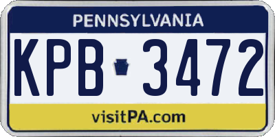 PA license plate KPB3472