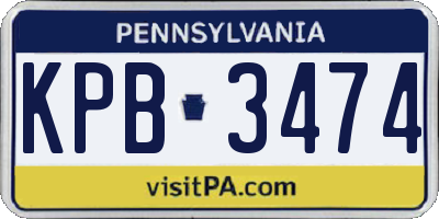 PA license plate KPB3474