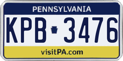 PA license plate KPB3476