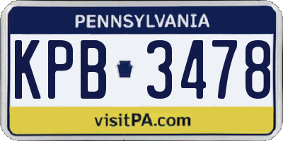 PA license plate KPB3478