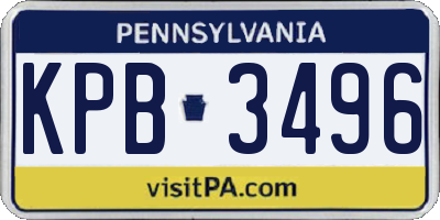 PA license plate KPB3496