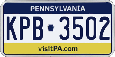 PA license plate KPB3502