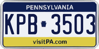 PA license plate KPB3503