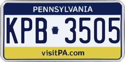 PA license plate KPB3505