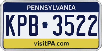 PA license plate KPB3522