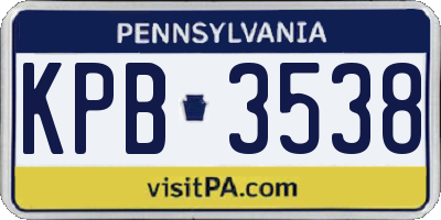 PA license plate KPB3538