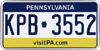 PA license plate KPB3552
