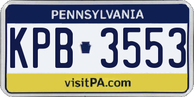 PA license plate KPB3553