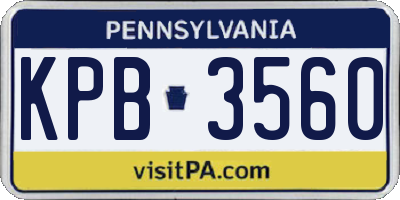 PA license plate KPB3560