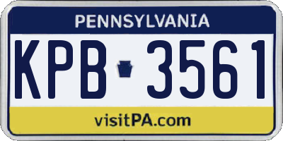 PA license plate KPB3561