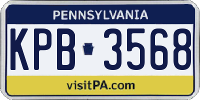 PA license plate KPB3568