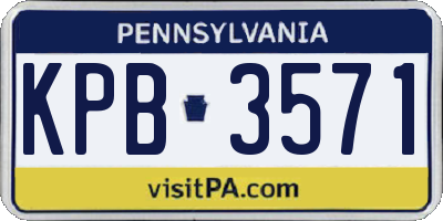 PA license plate KPB3571
