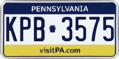PA license plate KPB3575