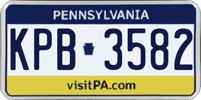 PA license plate KPB3582